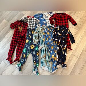 4T Toddler Boys Carters Fleece Zip Footie Pajamas - 9 total